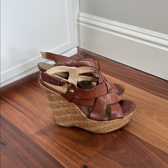 G by Guess Brown Crisscross Wedges - Picture 4 of 5